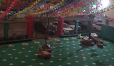 玉峰体育陈东中心幼儿园冒雨施工现场